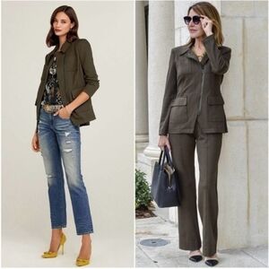 Cabi L Modern Contemporary Preppy Casual Military Green Utility Knit Blazer